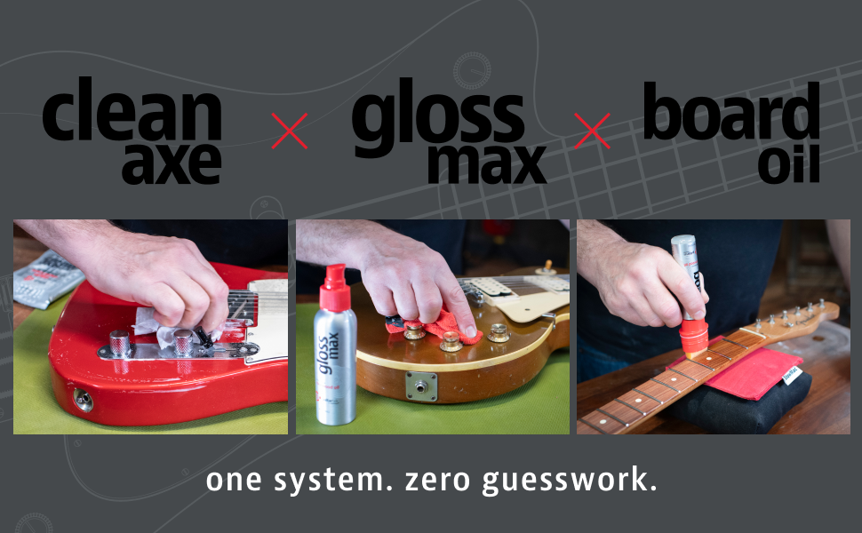 Cleaning and polishing a guitar, and applying Board Oil to a fretboard.