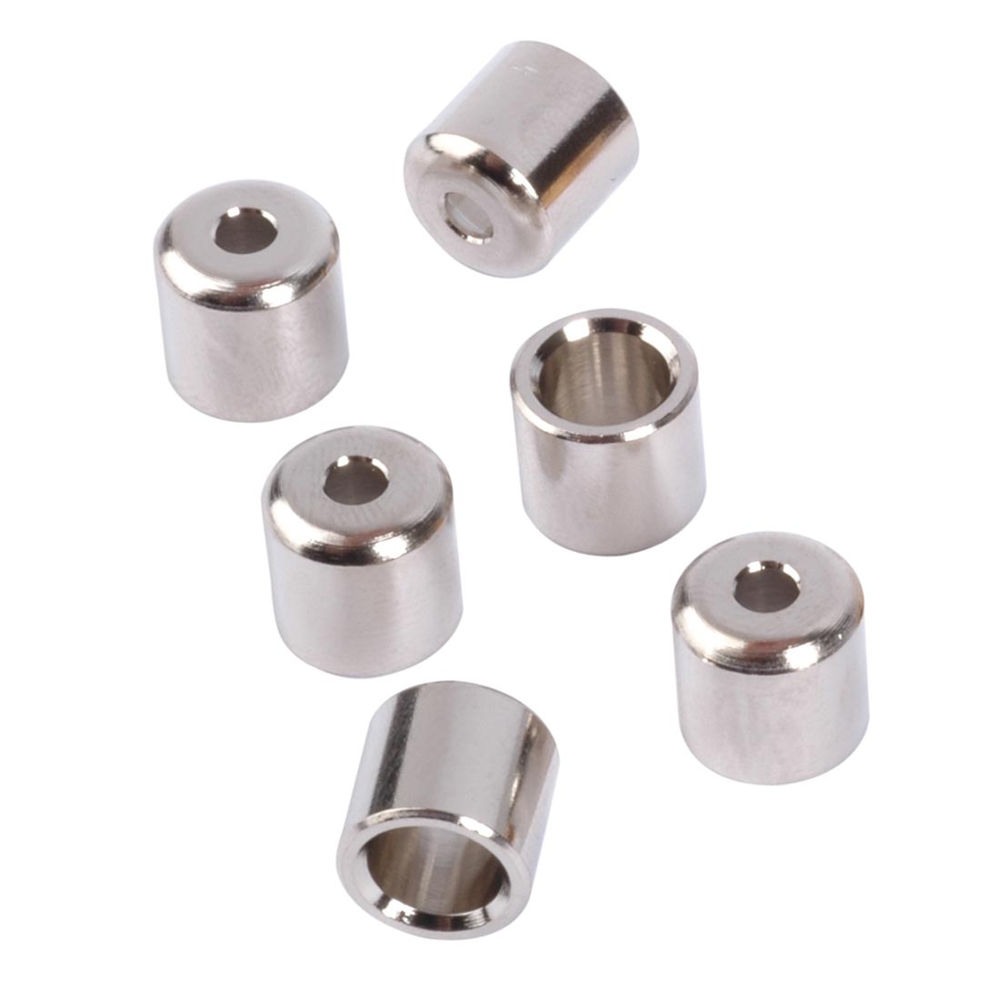 Flush-fit Guitar String Ferrules, Chrome, set of 6
