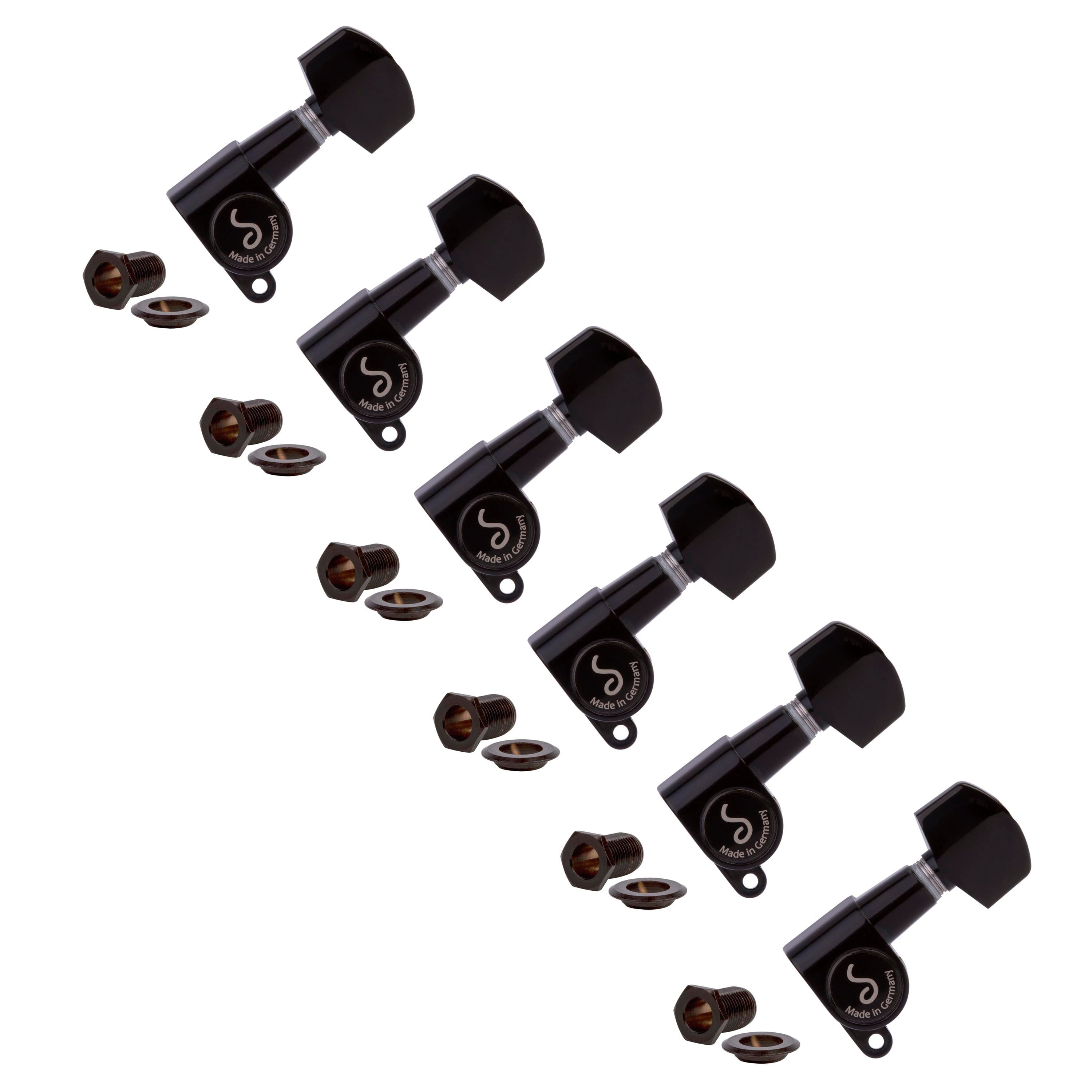 Schaller M-6 Mini 6-In-Line Guitar Machines, Black