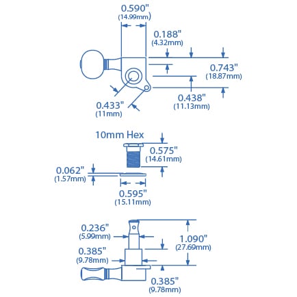 Golden Age Oval Knob 6-In-Line Tuners