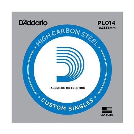 D'Addario Single Electric Guitar Strings, 0.014" Plain Steel