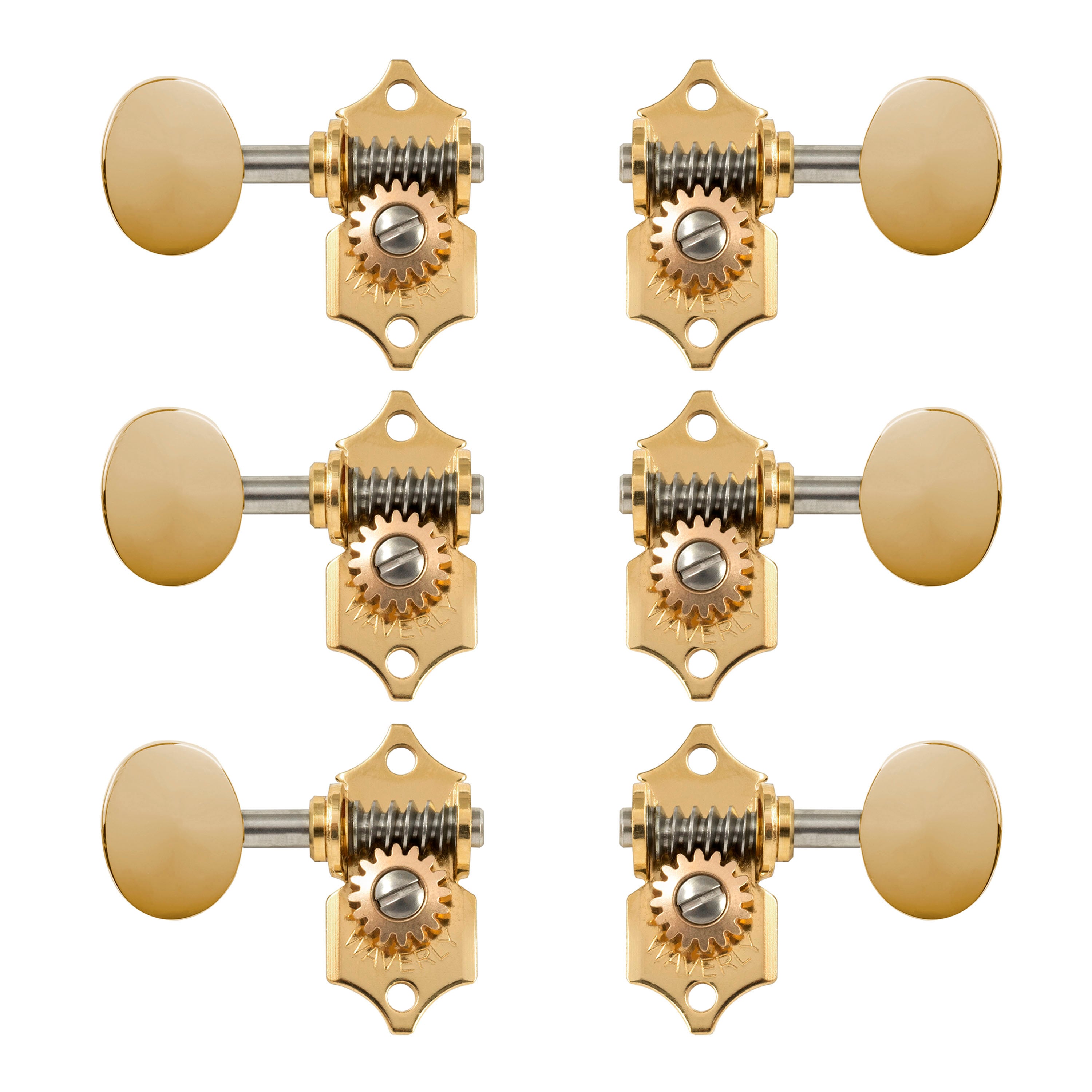 Waverly Guitar Tuners with Vintage Oval Knobs for Slotted Pegheads, Titanium, 3L/3R