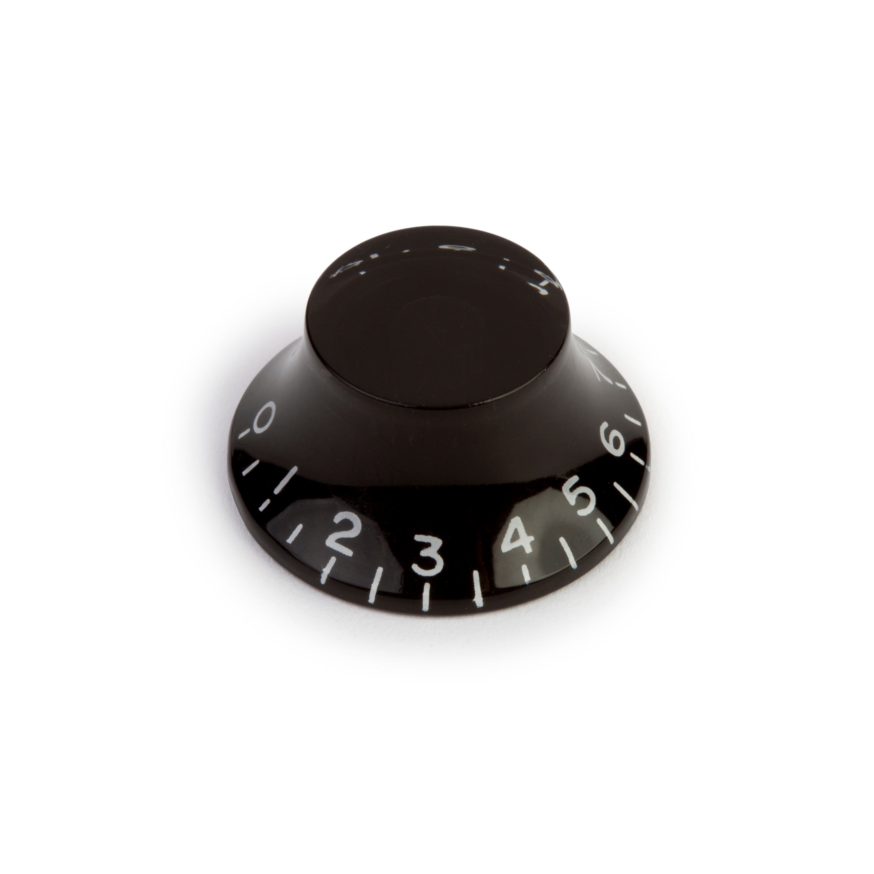 Top Hat Bell Knob, Black, for coarse-knurled pot shaft (Alpha)