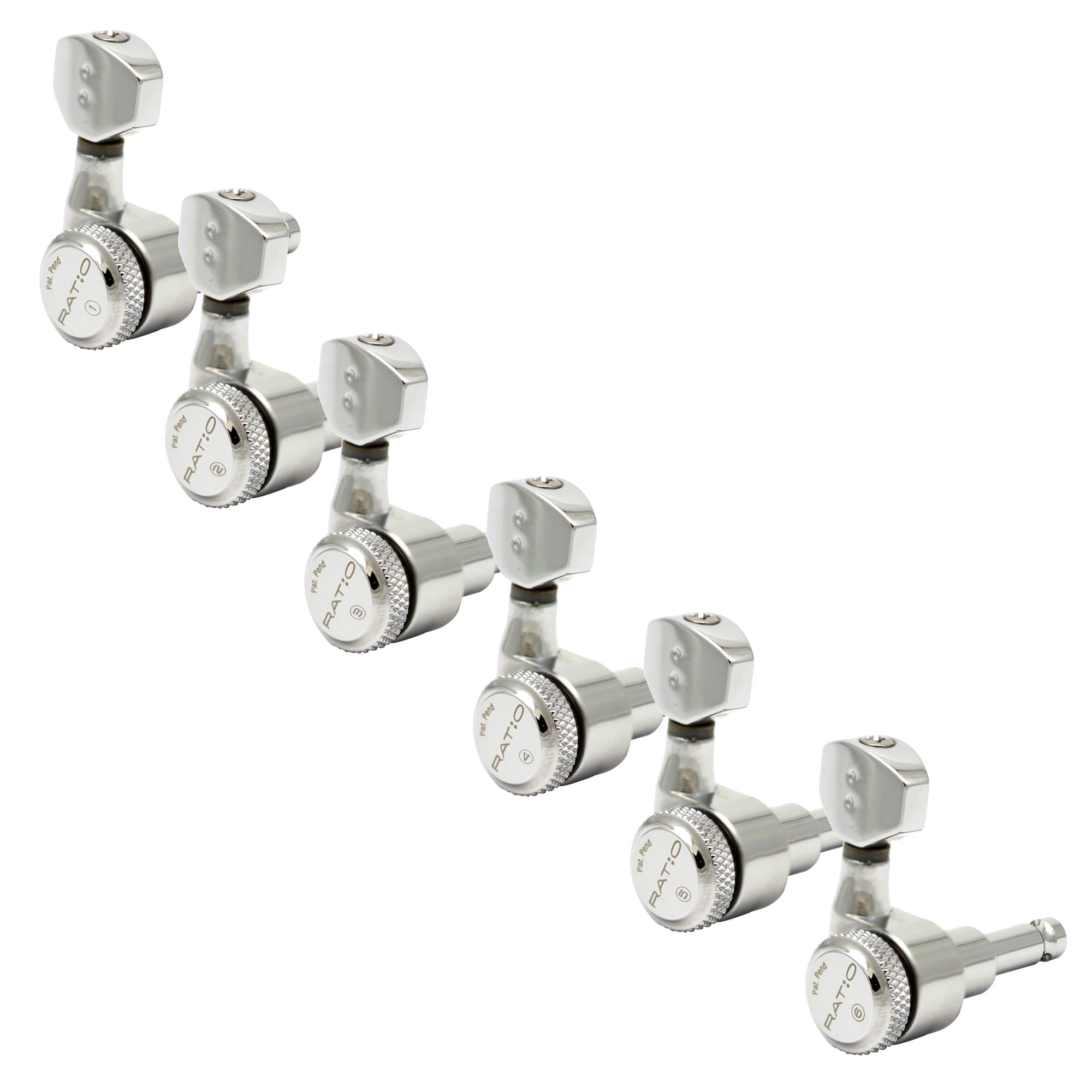 Graph Tech Ratio Electric Locking 6-In-Line Tuned Machine Heads, Chrome (PRL-8721-C0)