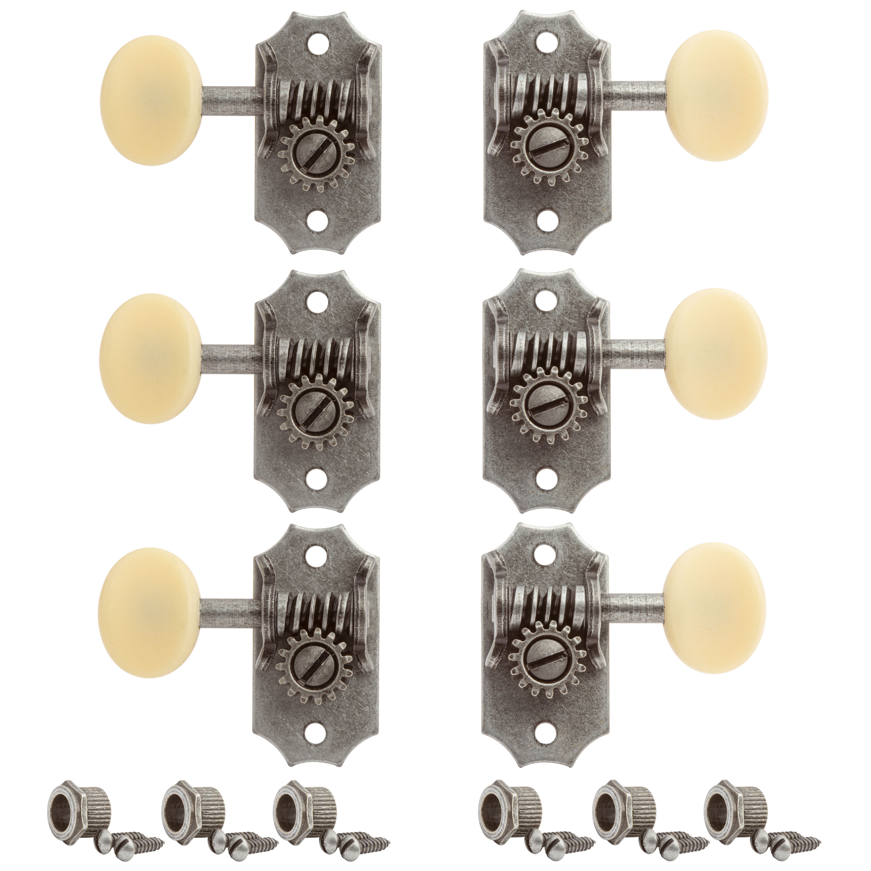 Golden Age Restoration Guitar Tuners 3+3, Relic nickel