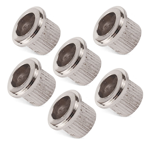 Vintage-style Tuner Bushings, Round straight, nickel, set of 6
