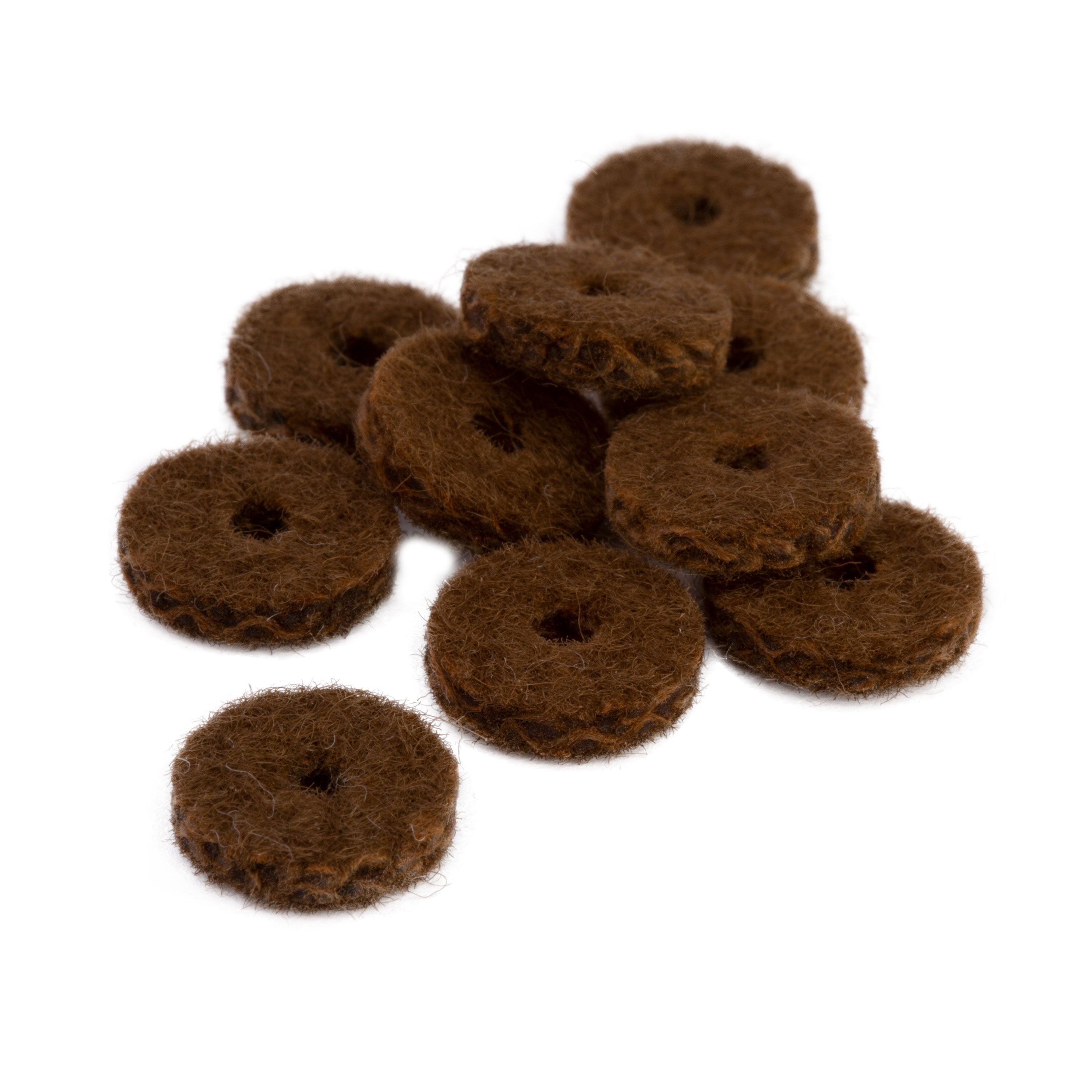 Strap Button Felt Washers, Brown, 10-Pack