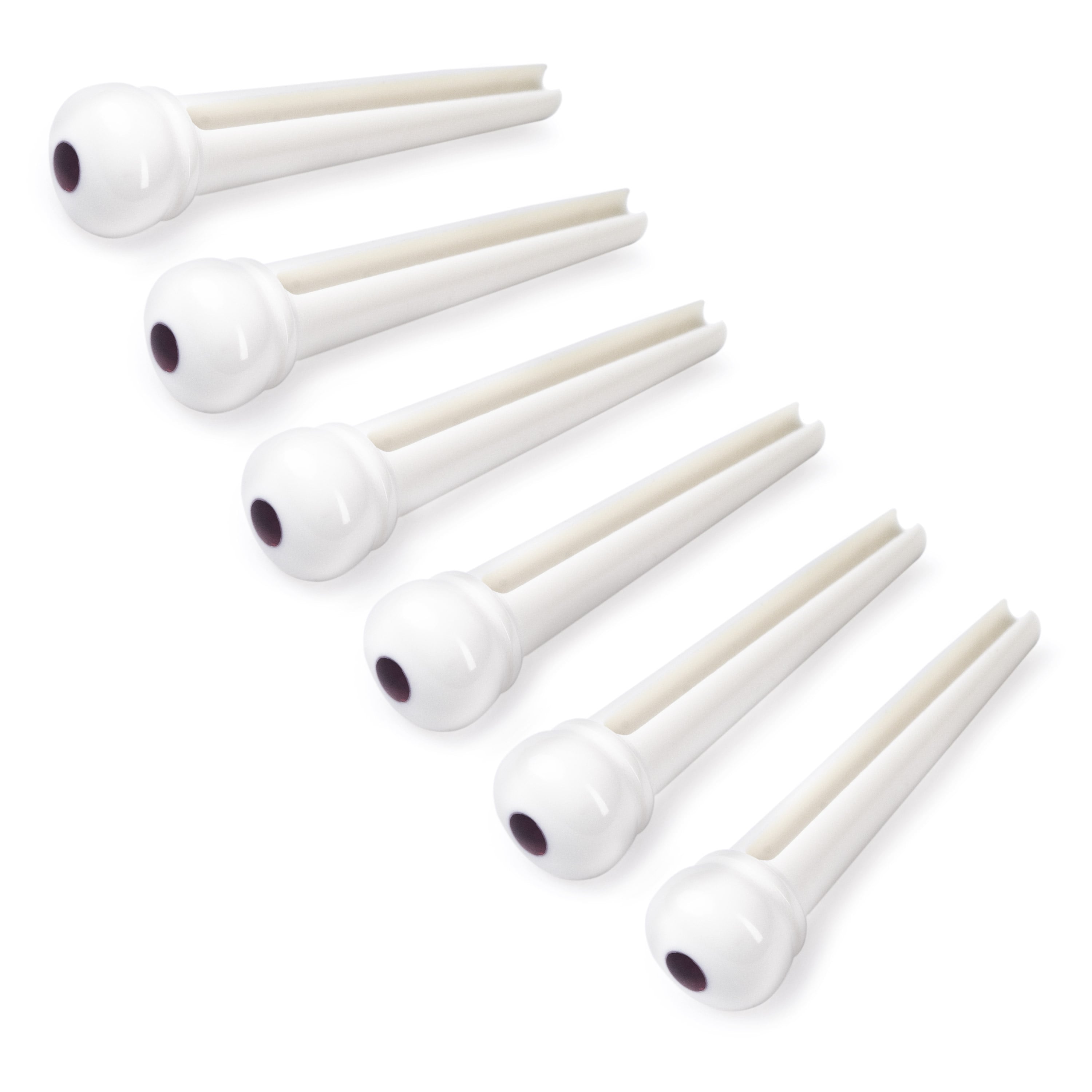 Waverly White Bridge Pins, Slotted with black dot, set of 6