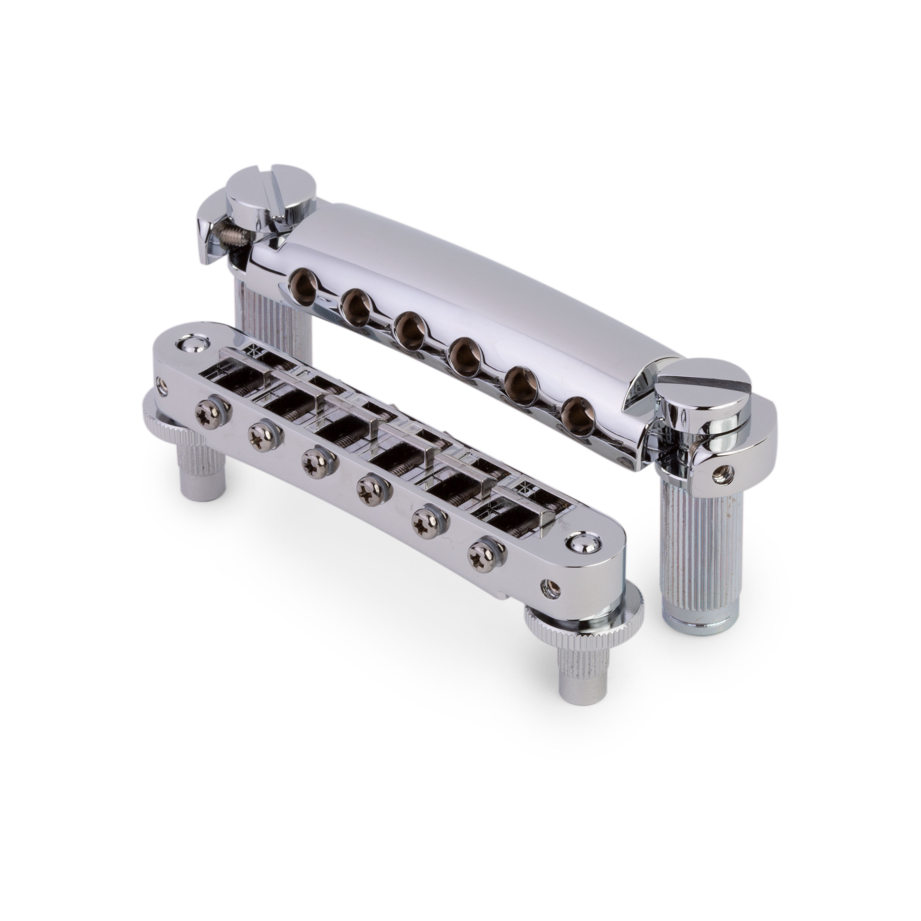 TonePros LPM04 Tune-o-matic Bridge and Tailpiece Set, Chrome, Notched