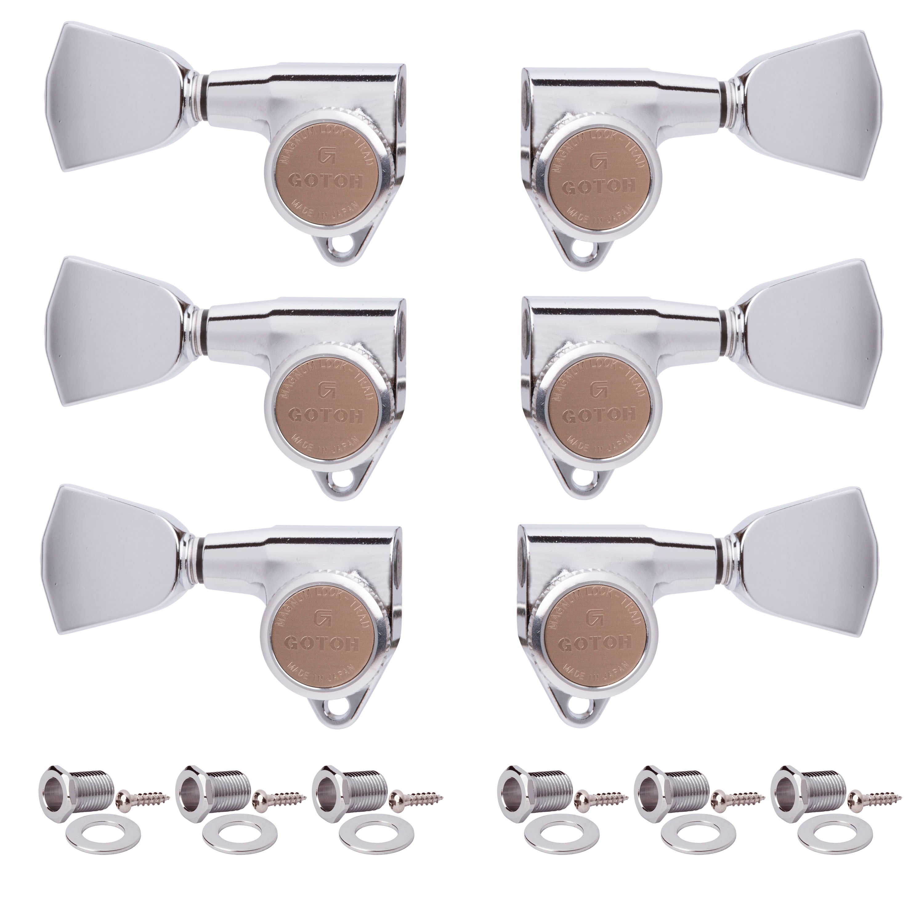 Gotoh Magnum Lock-Trad 3+3 Tuners with Keystone Knobs, Chrome