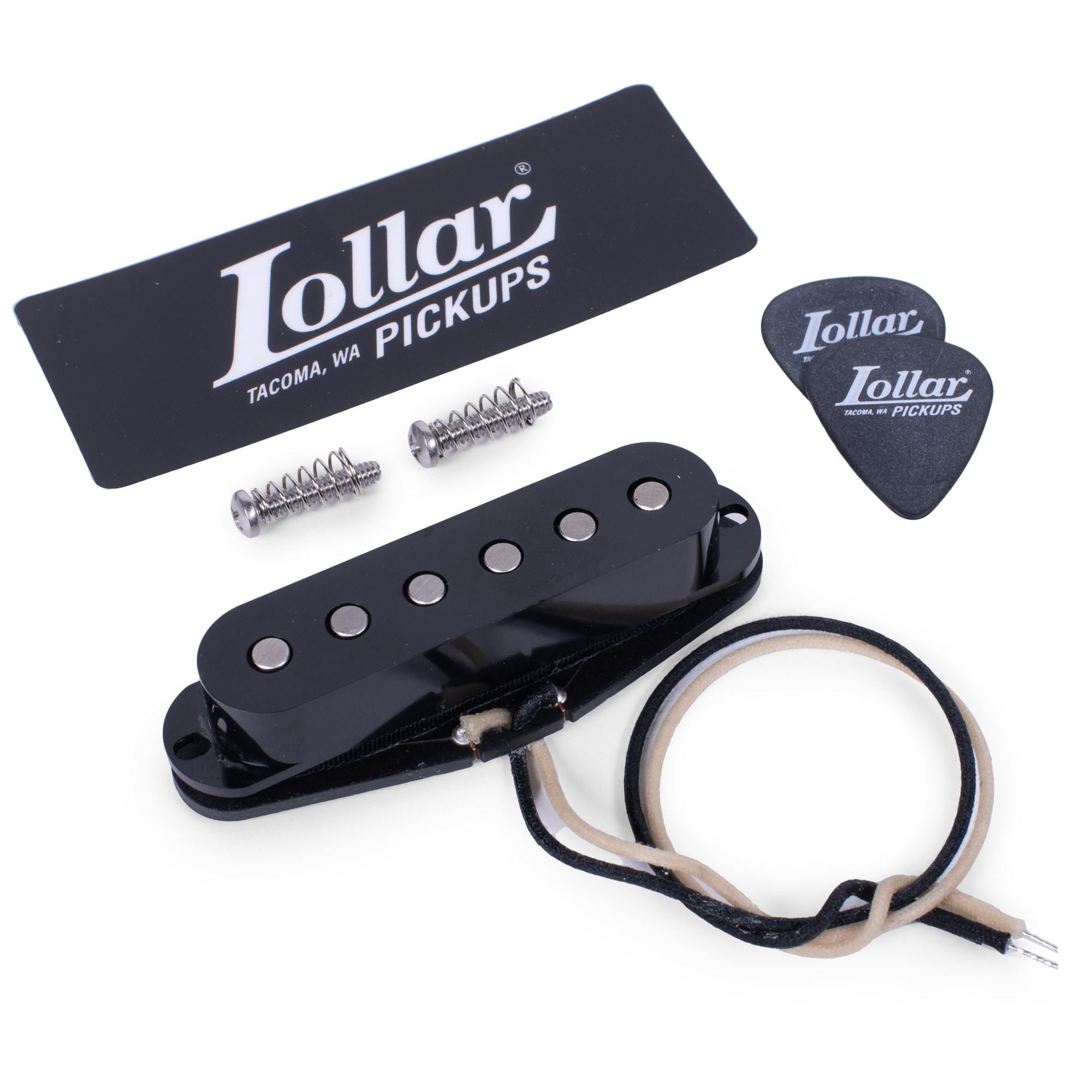 Lollar Pickups for Strat - Exclusively for StewMac, Neck Position, Black Cover
