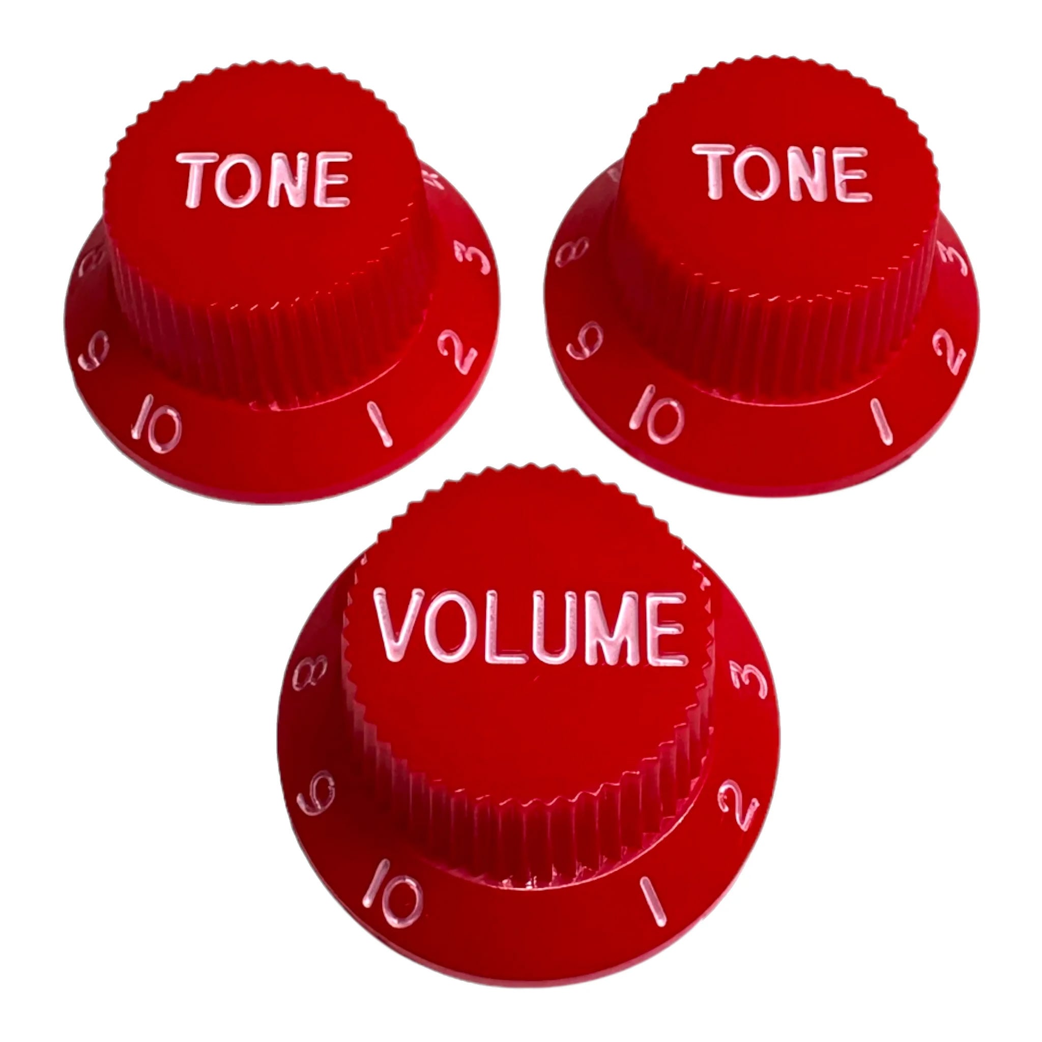 StewMac Volume + Tone Knobs for Strat - Set of 3, Red