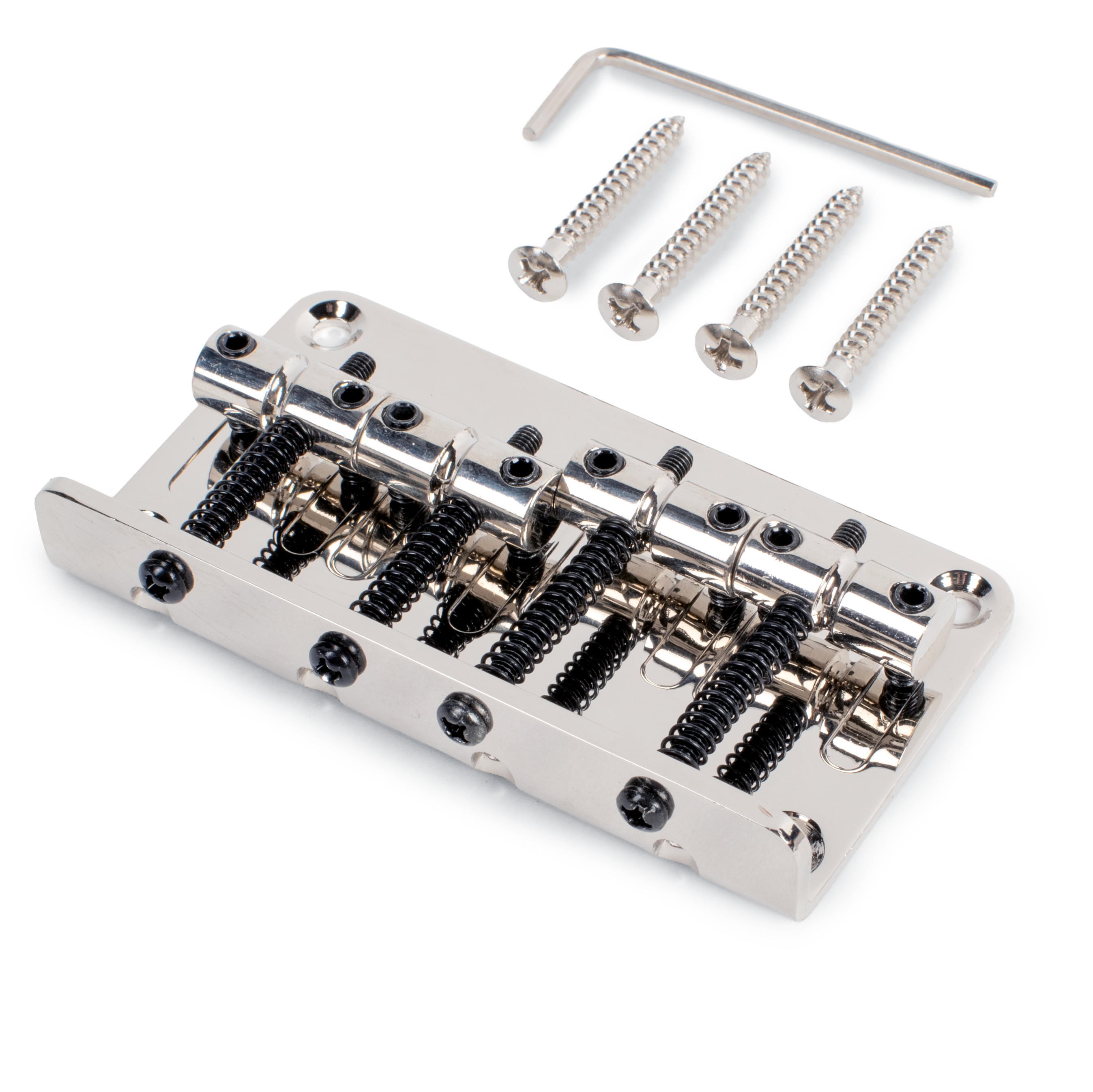 StewMac 4-Screw Bass Bridge, Chrome