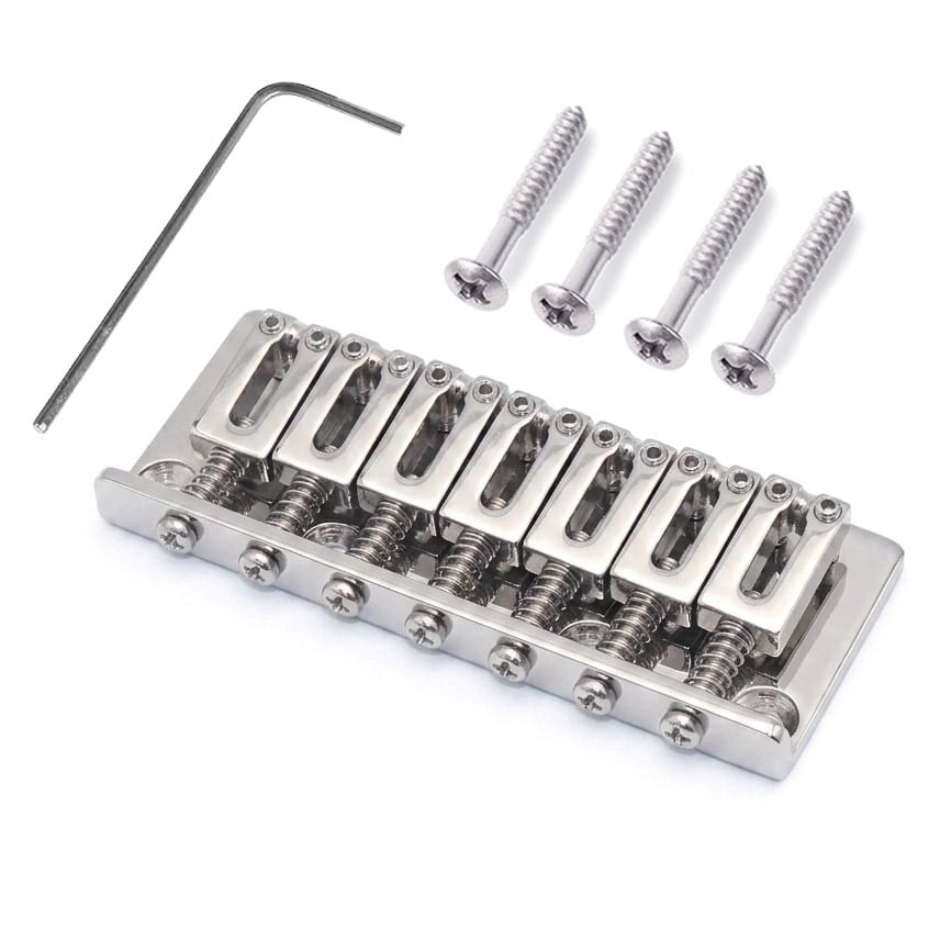 StewMac 7-String Hardtail Bridge, 10.8 mm Spacing, Chrome