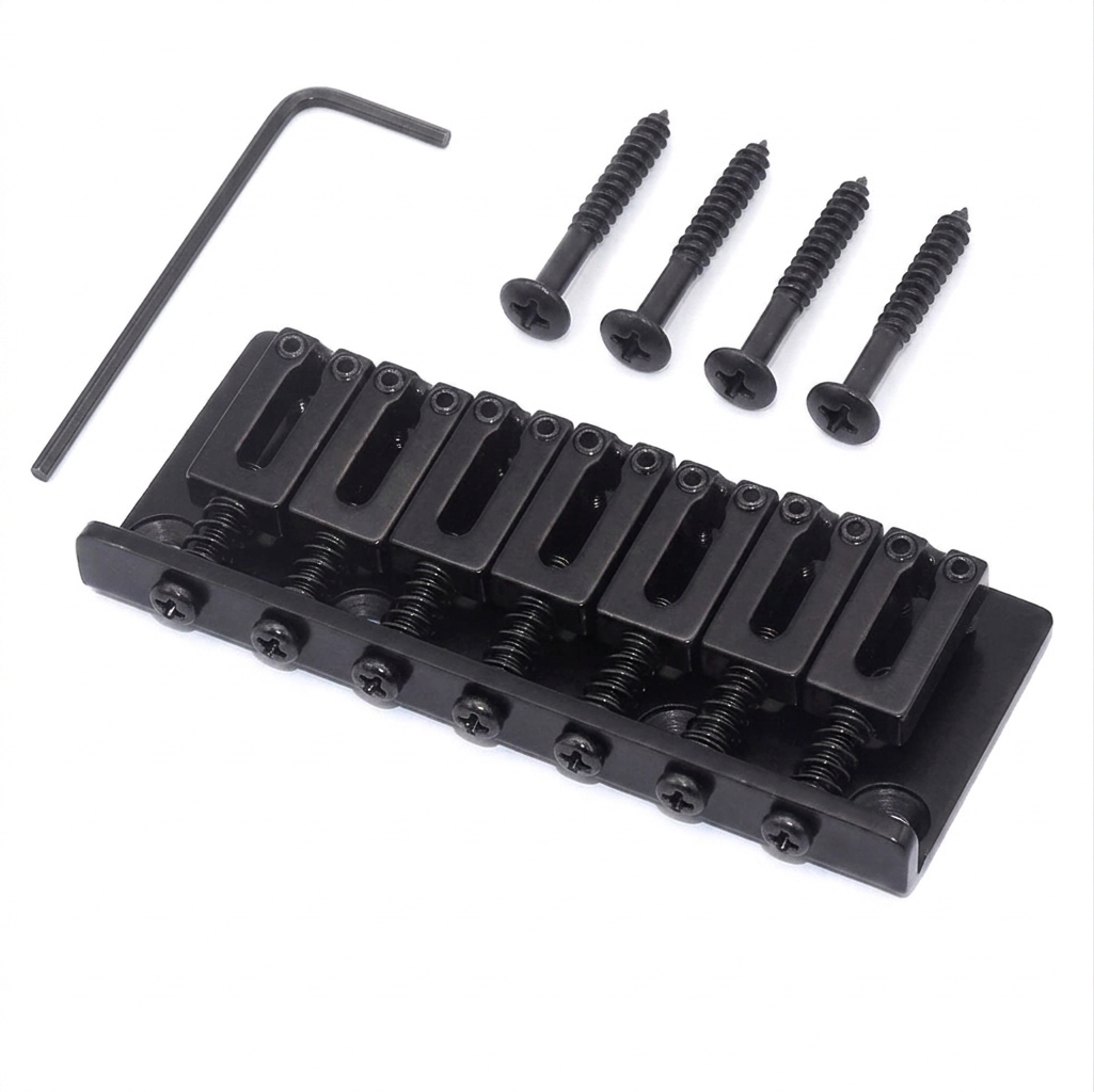 StewMac 7-String Hardtail Bridge, 10.8 mm Spacing, Black