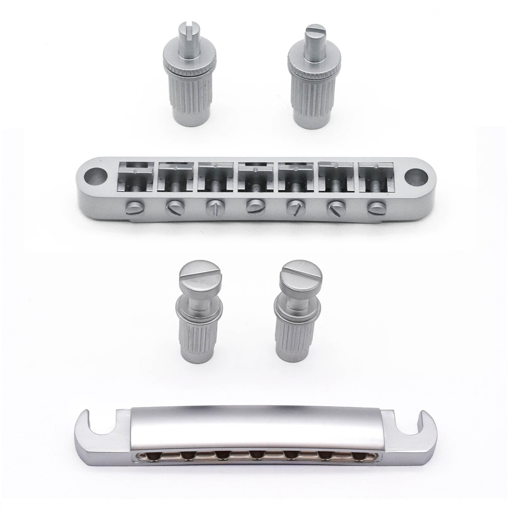 StewMac 7-String Tune-o-matic Bridge and Tailpiece, Satin Chrome