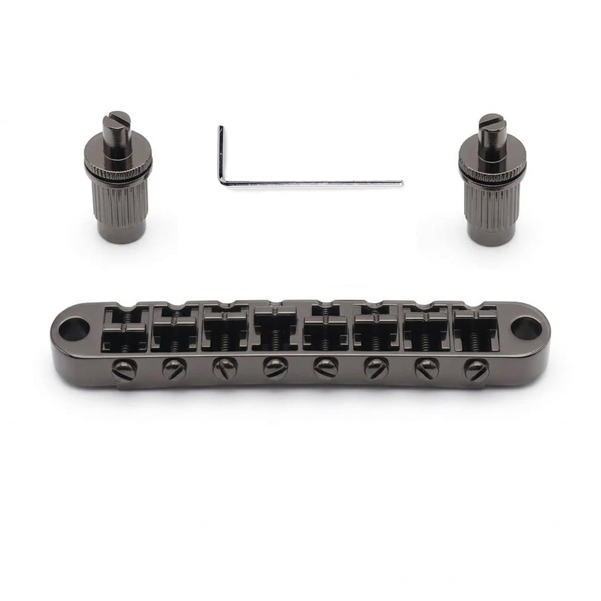 StewMac 8-String Tune-O-Matic Bridge, Black Nickel