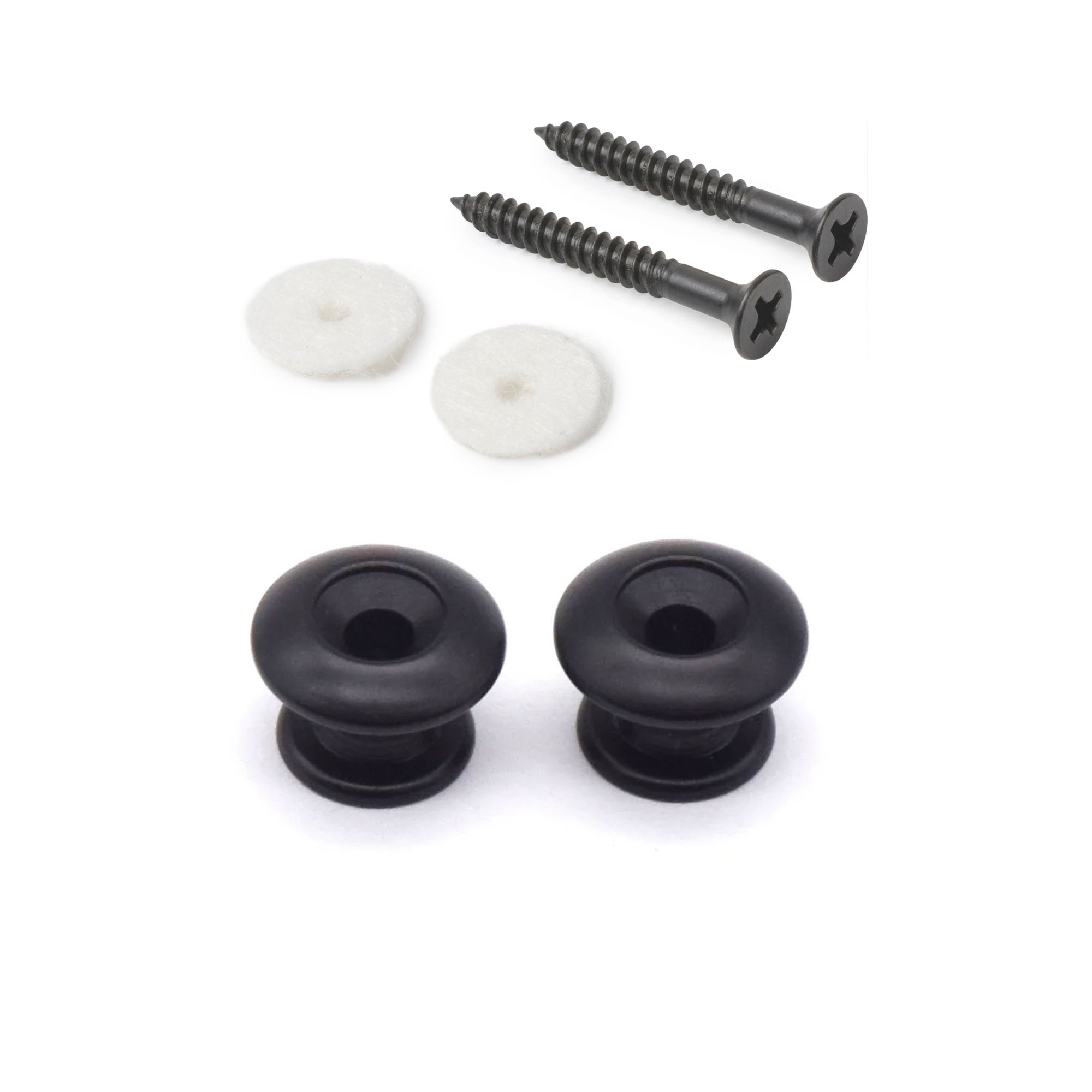 StewMac Strap Buttons, Black, Set of 2