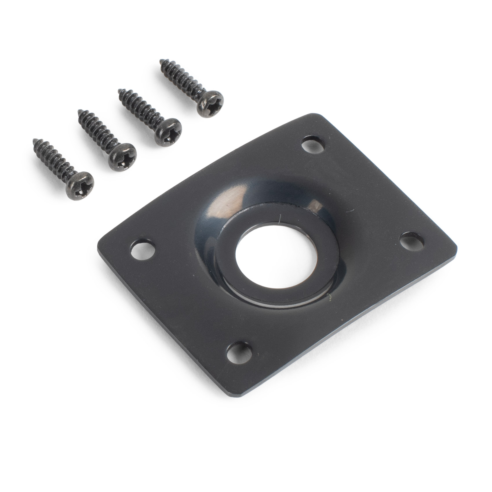 StewMac Steel Rectangular Jack Plate, Recessed Hole, Black