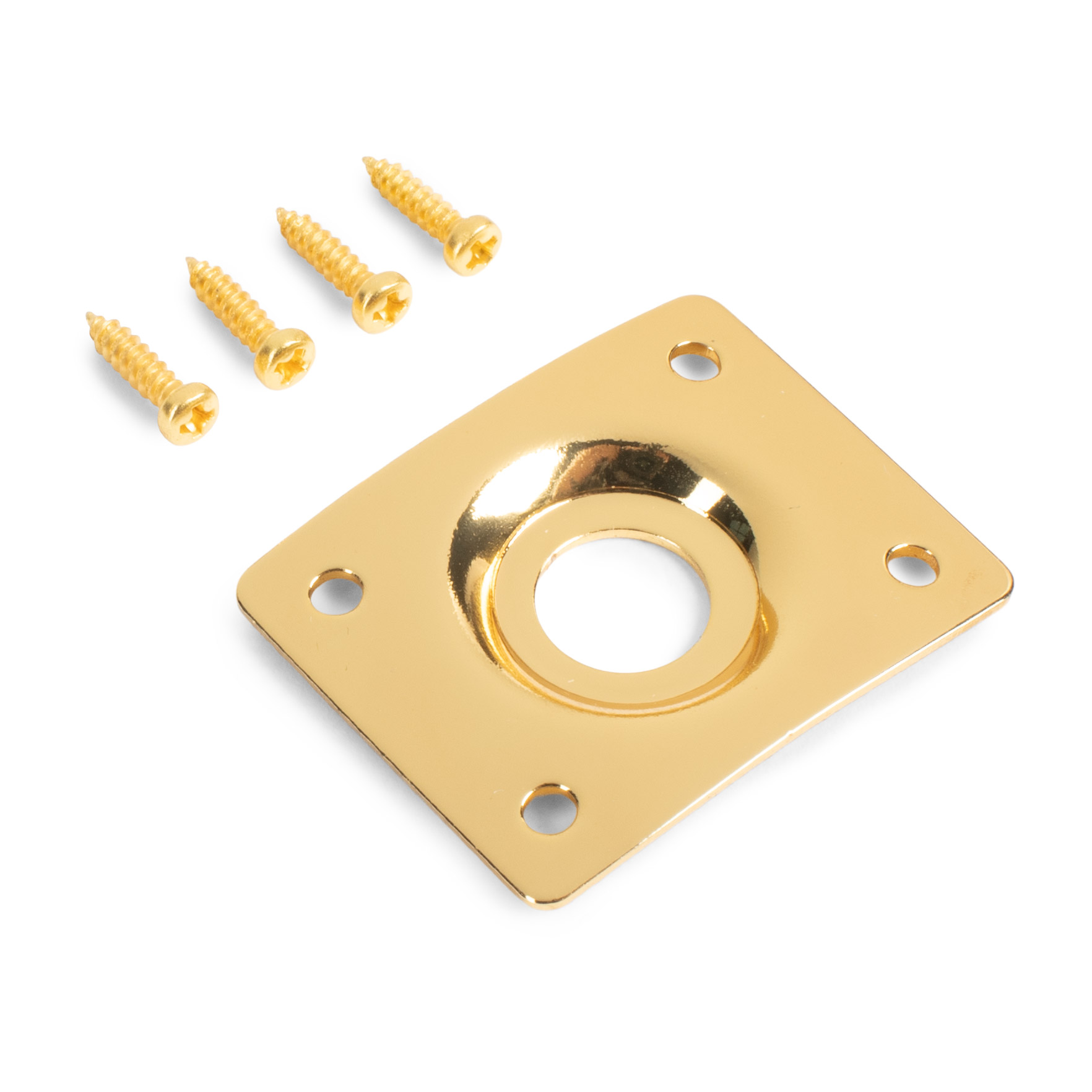 StewMac Steel Rectangular Jack Plate, Recessed Hole, Gold