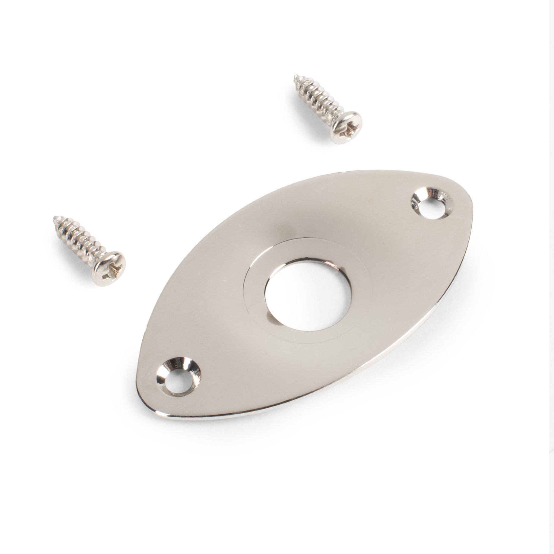 StewMac Oval Jack Plate, Recessed Hole, Nickel