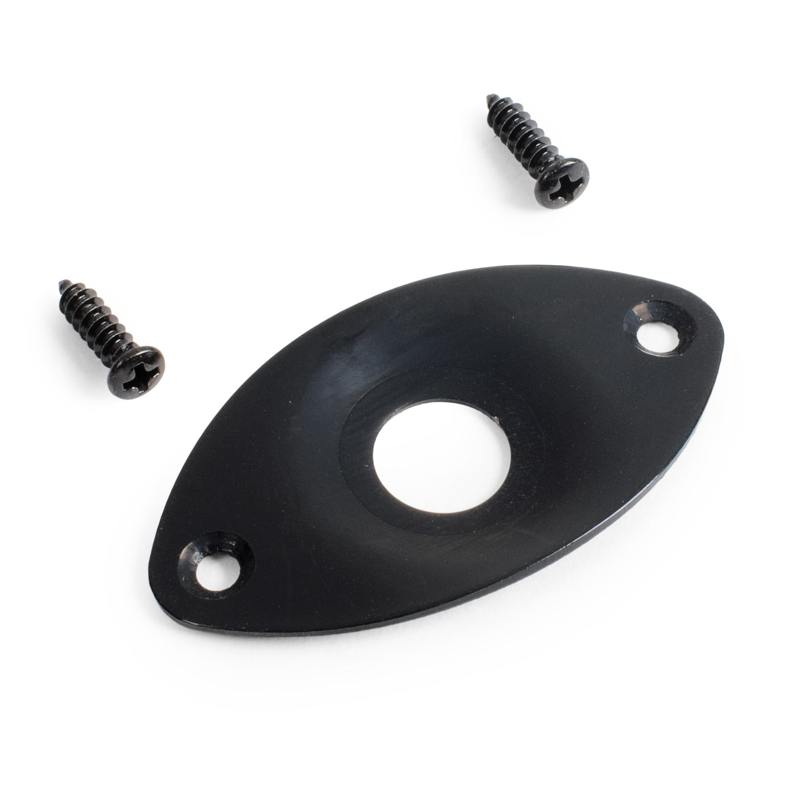 StewMac Oval Jack Plate, Recessed Hole, Black