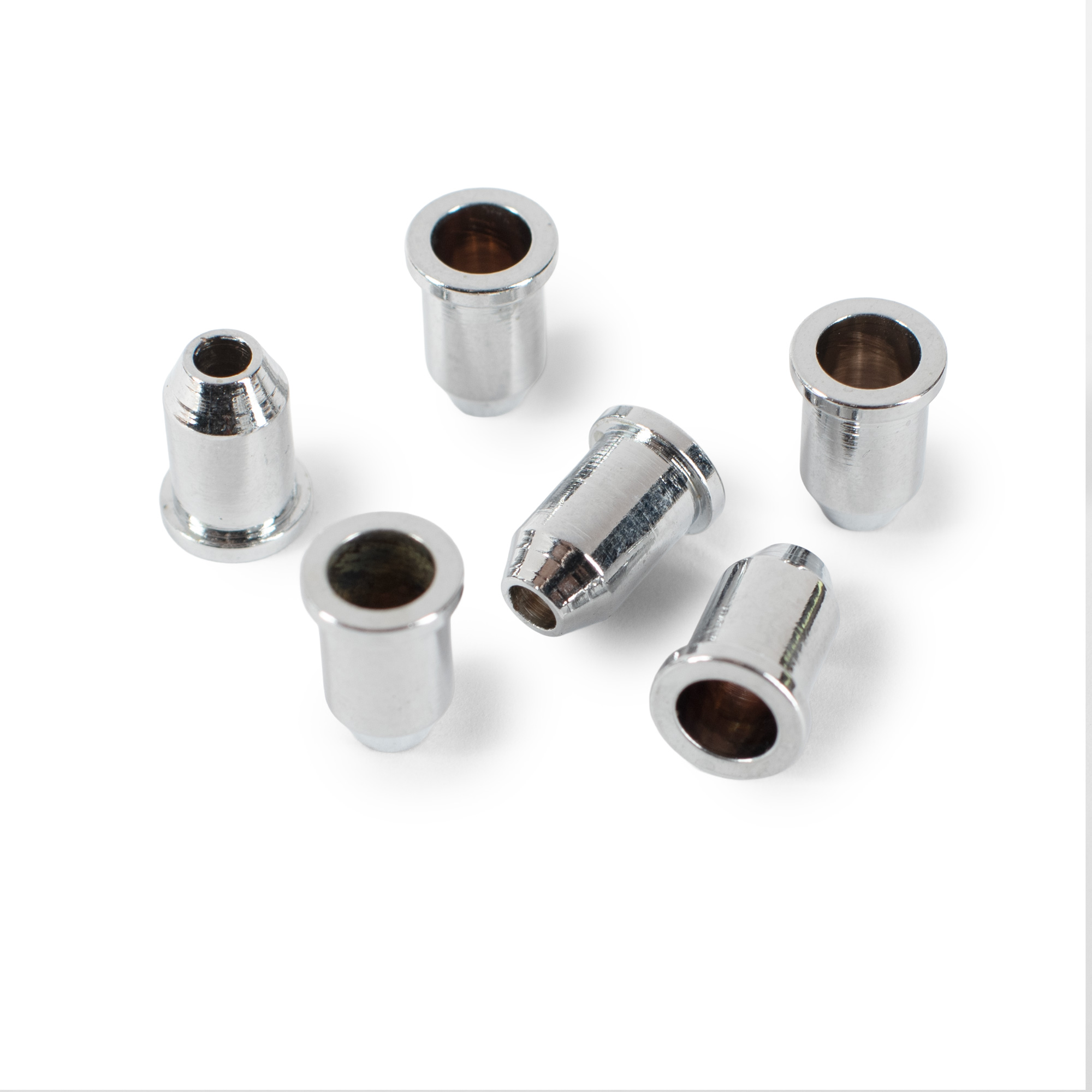 StewMac Guitar String-through Bullet Ferrules, Chrome, Set of 6