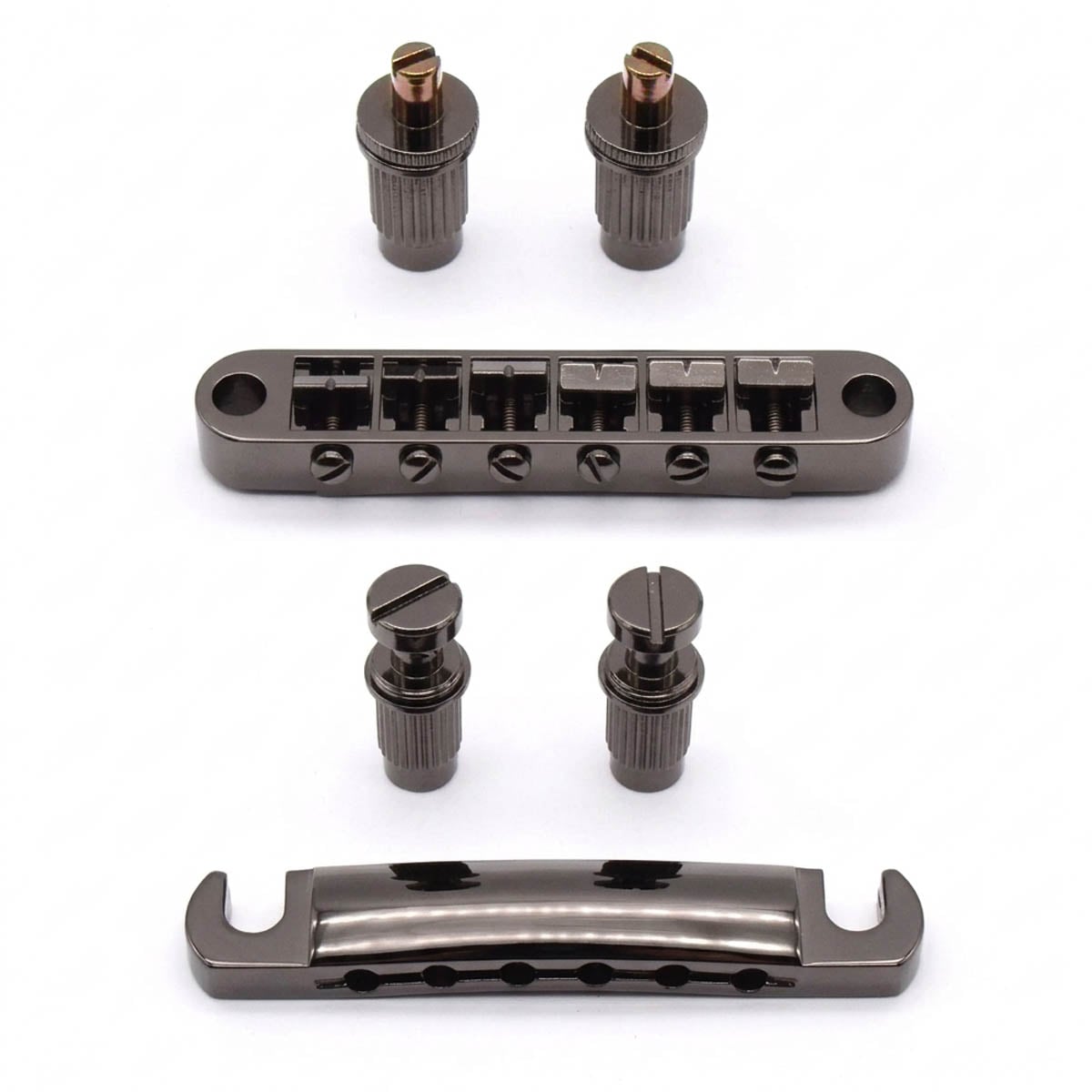 StewMac Tune-o-matic Bridge and Tailpiece, Black Nickel