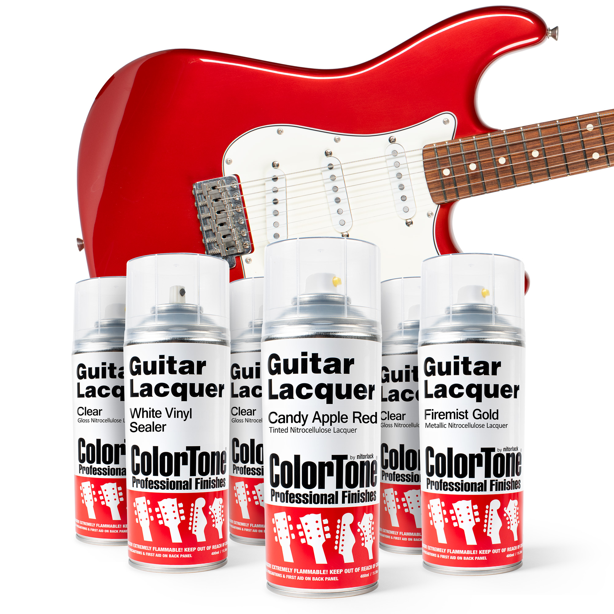 ColorTone Aerosol Finishing Set for Candy Apple Red, Gold Base