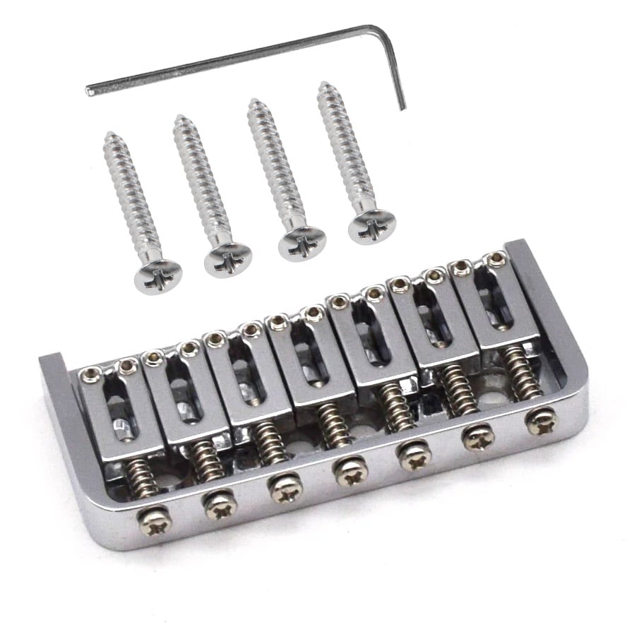 StewMac 7-String Hardtail Bridge, Hipshot-style, Chrome